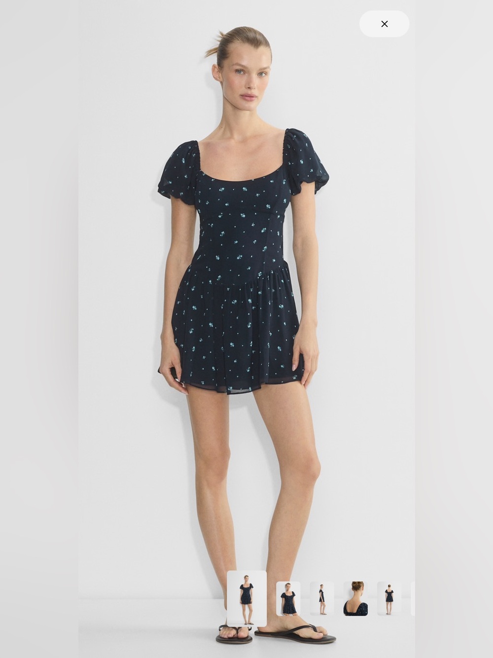 Aritzia Gwen Mini Dress with Blue Floral Print - Size S